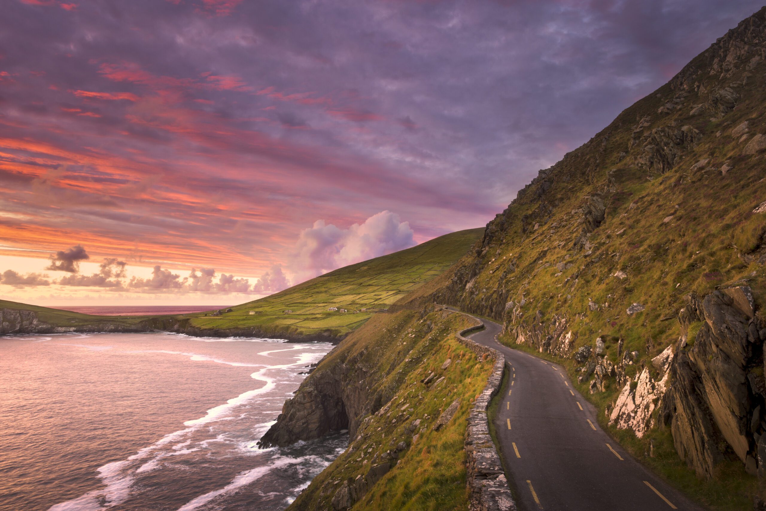 Slea Head Drive at sunset, Dingle, Kerry, Ireland